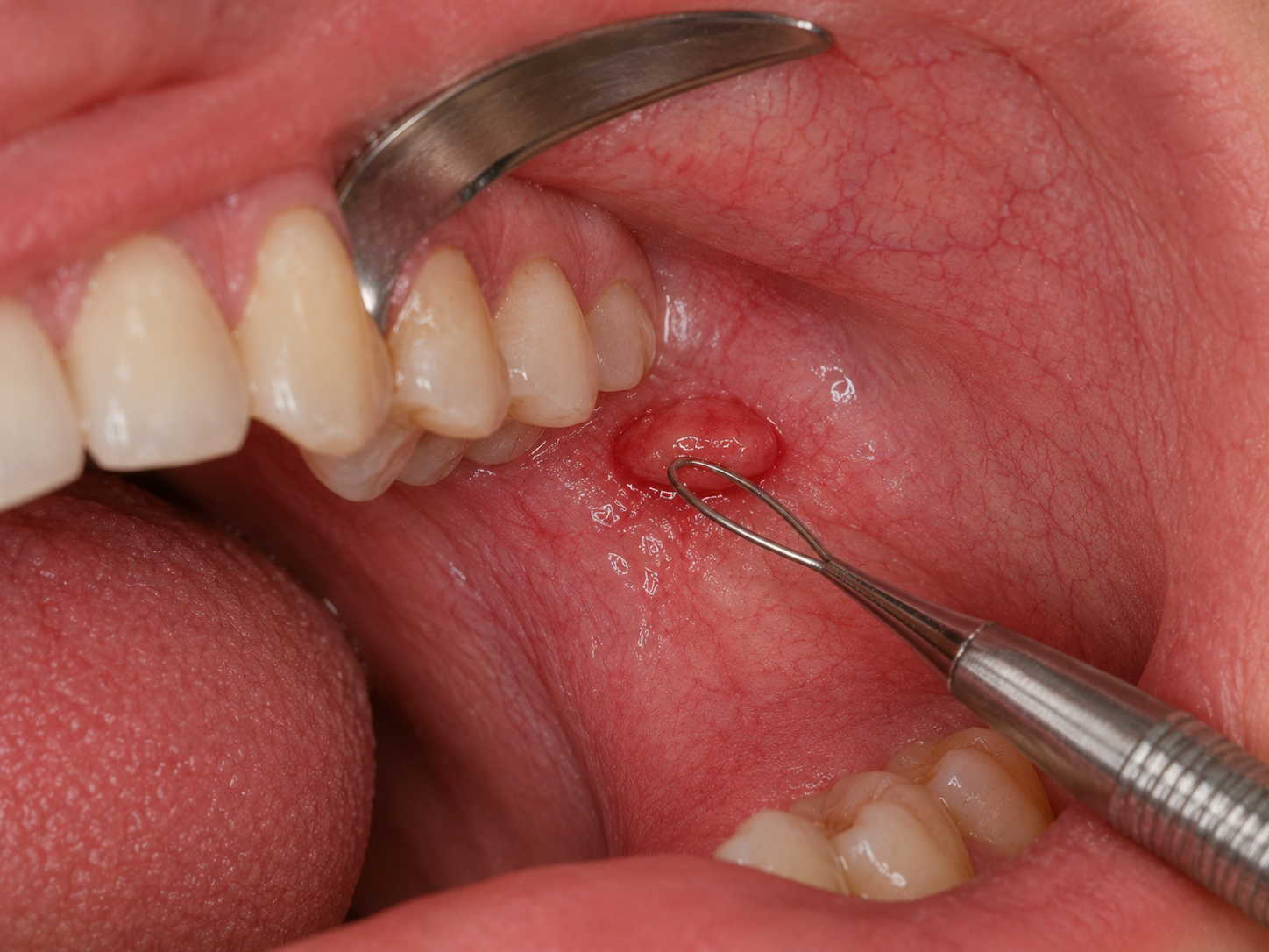 Oral lesion biopsy treatment photograph