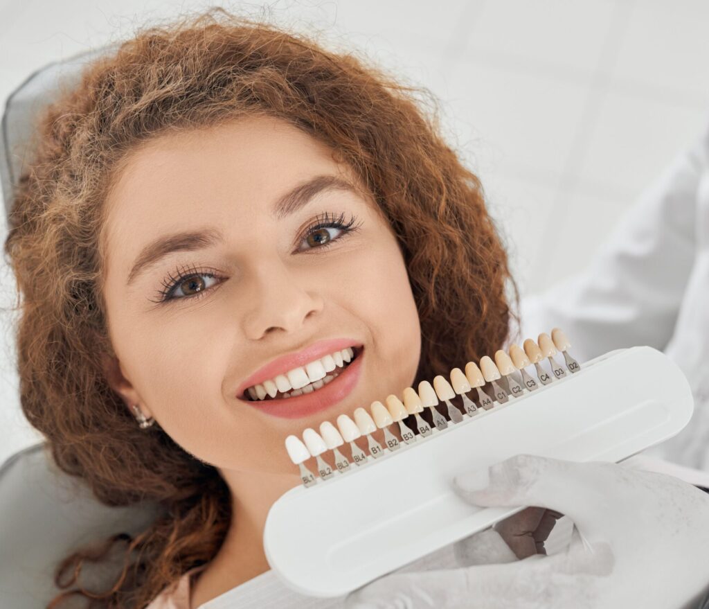Shade matching for dental crowns at Woodbridge Hill Dental Practice