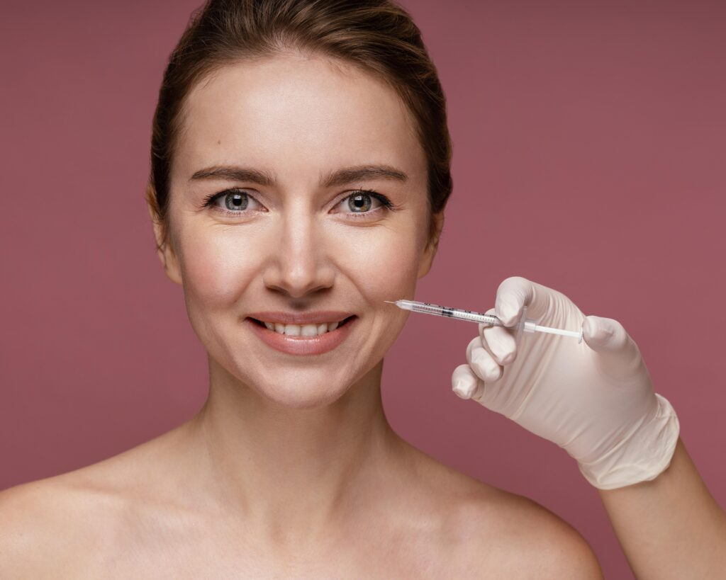 Patient receiving expert dermal filler treatment