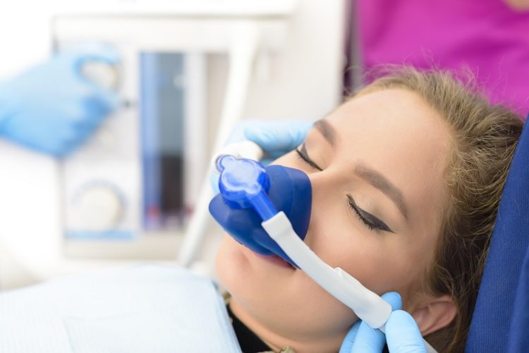 Patient receiving inhalation sedation
